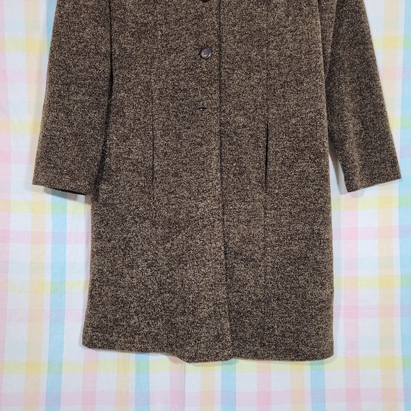 Vintage 90s tapestry coat CLIO brown textured fabric lightweight jacket - Picture 4 of 9